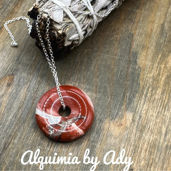 Alquimia Jewelry - Mookaite jasper donut medallion pendant silver 925 necklace/fall vibes